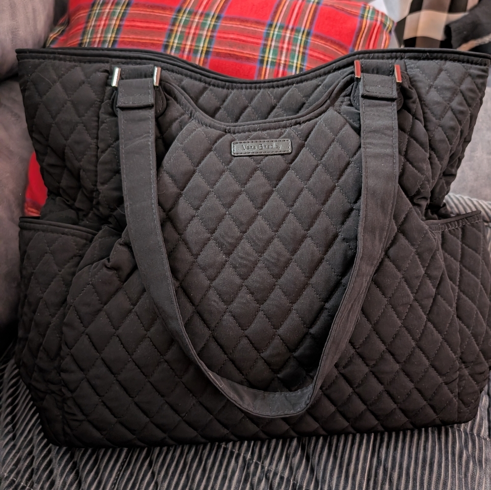 Vera Bradley Large Glenna In Black Microfiber